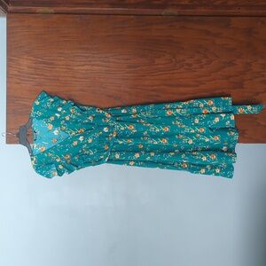 BloomChic Teal/Green Floral Midi Dress